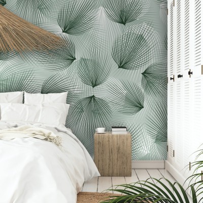 Φυτά με λεπτά φύλλα, Line Art, Ταπετσαρίες Τοίχου, 100 x 100 εκ.